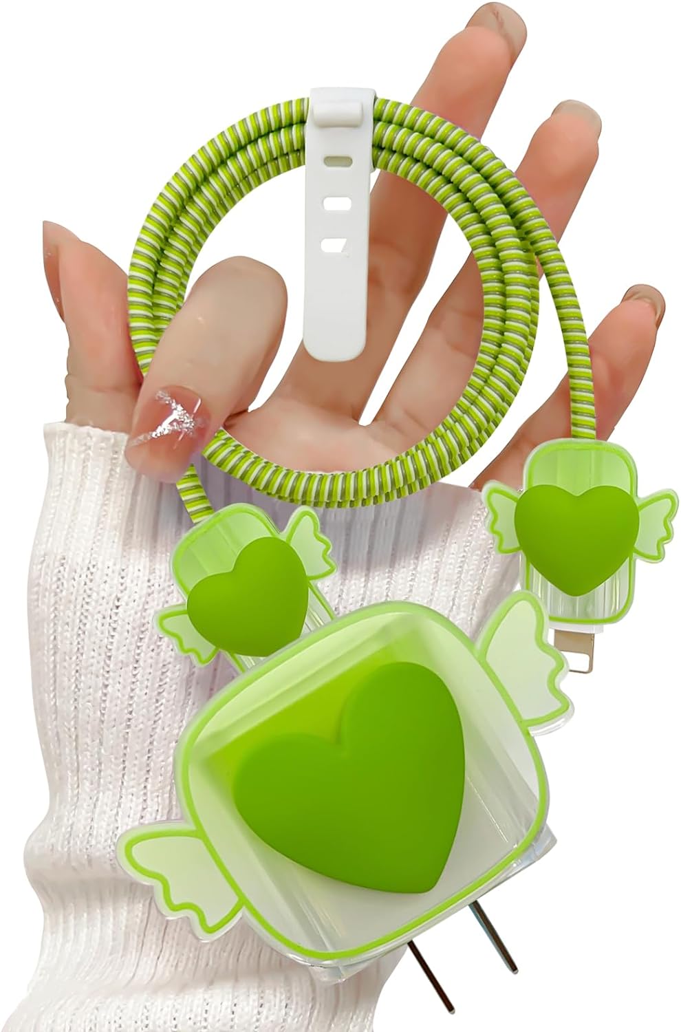Protège Câble Type-C, chargeur avec Design de Cœur 3D Rose - informati