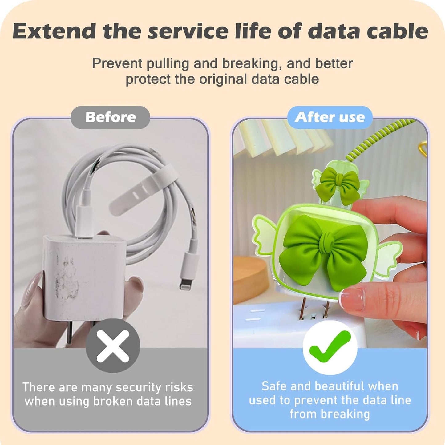 Protège Câble Type-C, chargeur avec Design de Cœur 3D Rose - informati