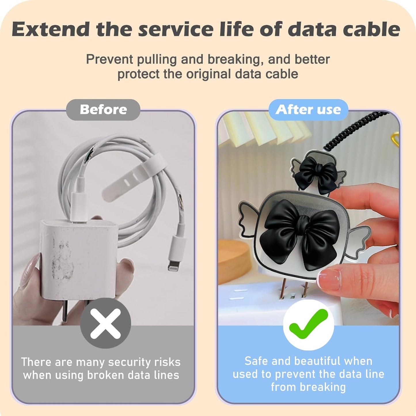Protège Câble Type-C, chargeur avec Design de Cœur 3D Rose - informati