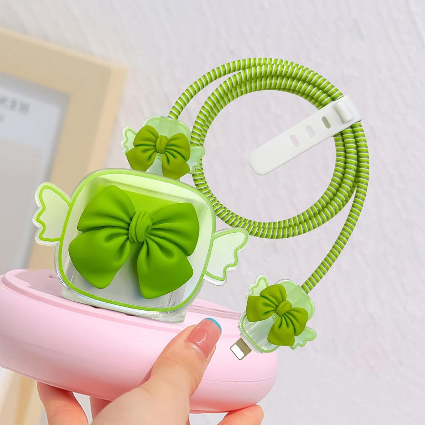 Protège Câble Type-C, chargeur avec Design de Cœur 3D Rose - informati
