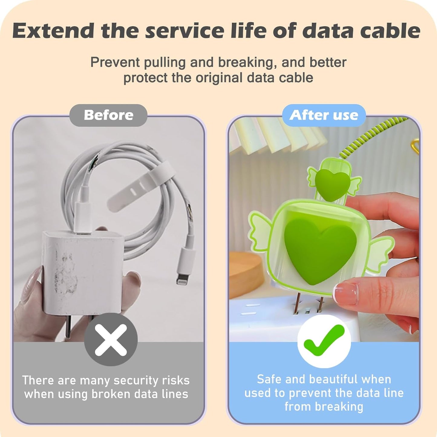Protège Câble Type-C, chargeur avec Design de Cœur 3D Rose - informati