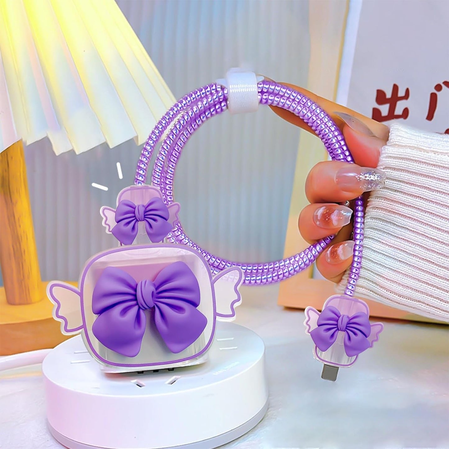 Protège Câble Type-C, chargeur avec Design de Cœur 3D Rose - informati