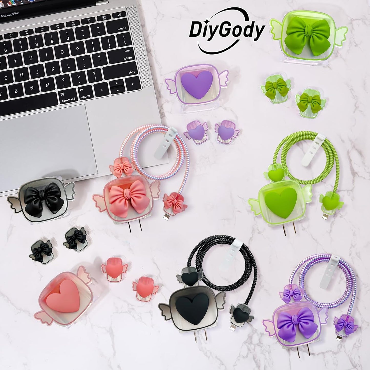 Protège Câble Type-C, chargeur avec Design de Cœur 3D Rose - informati