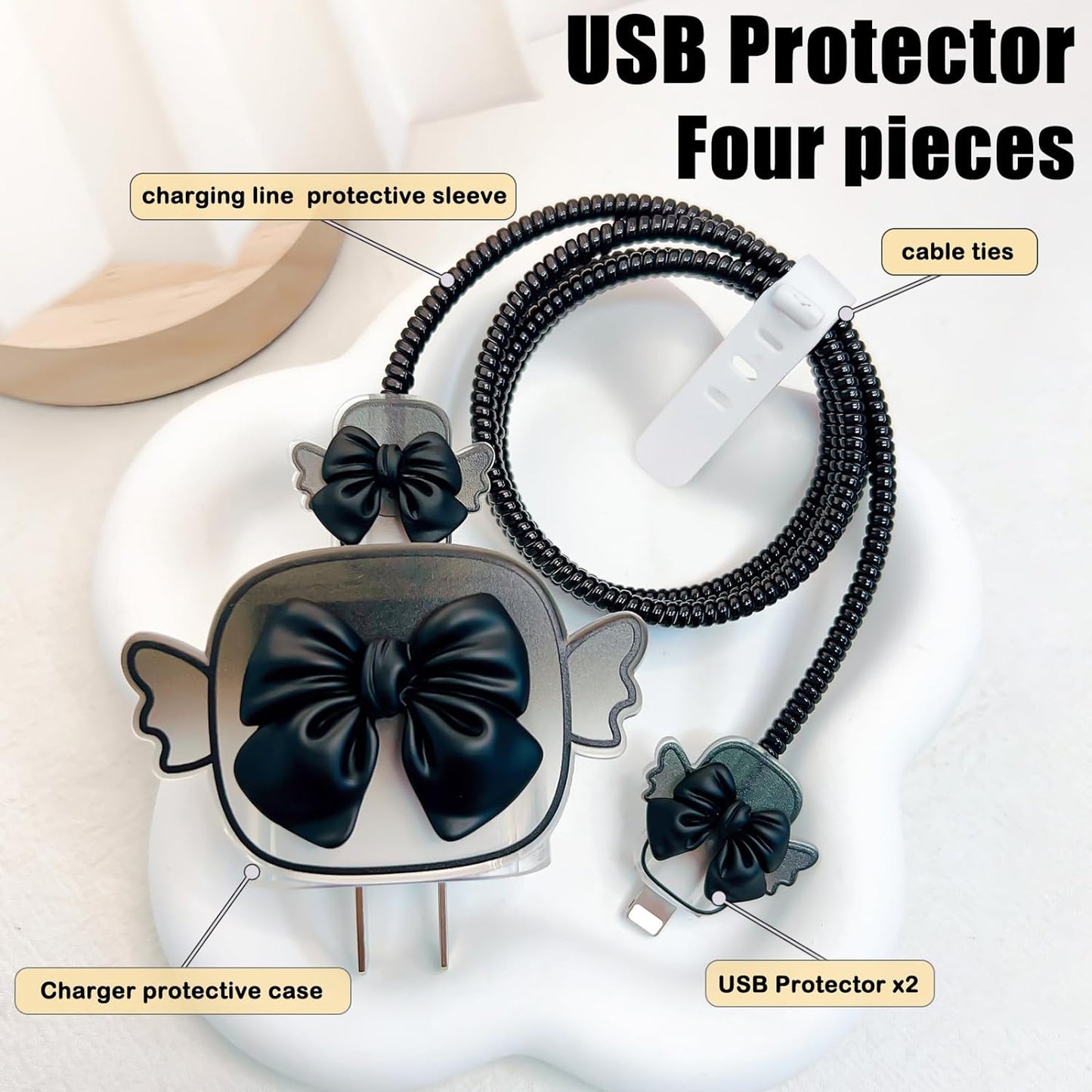 Protège Câble Type-C, chargeur avec Design de Cœur 3D Rose - informati