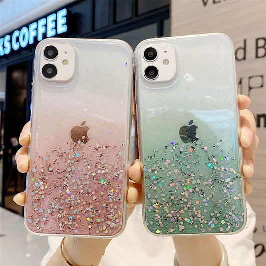 Simple And Suitable IPhone12 11 pro Transparent Glitter
