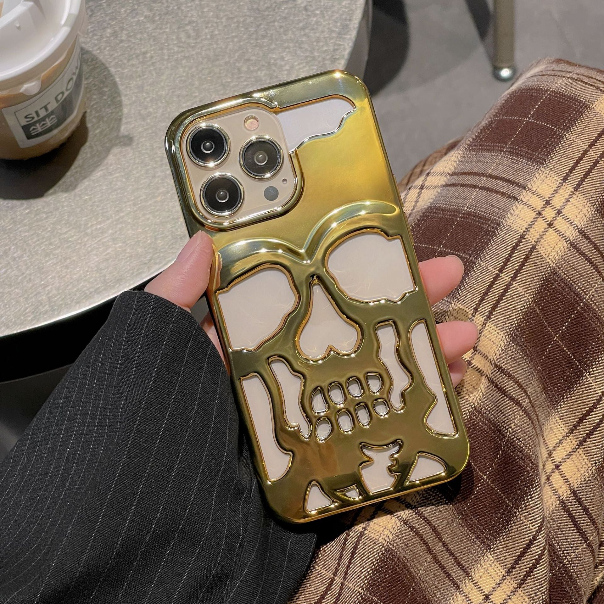 Luxury Plating 3D Skull Phone Case For I-Phone 14 Pro Max 13 12 11 Plus - informati