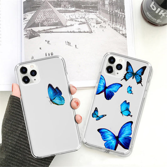 Transparent Blue Butterfly Phone Case Soft Shell