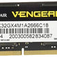 Corsair Vengeance SODIMM 32Go (2x16Go) DDR4 2666MHz CL18 Mémoire pour Ordinateurs Portables