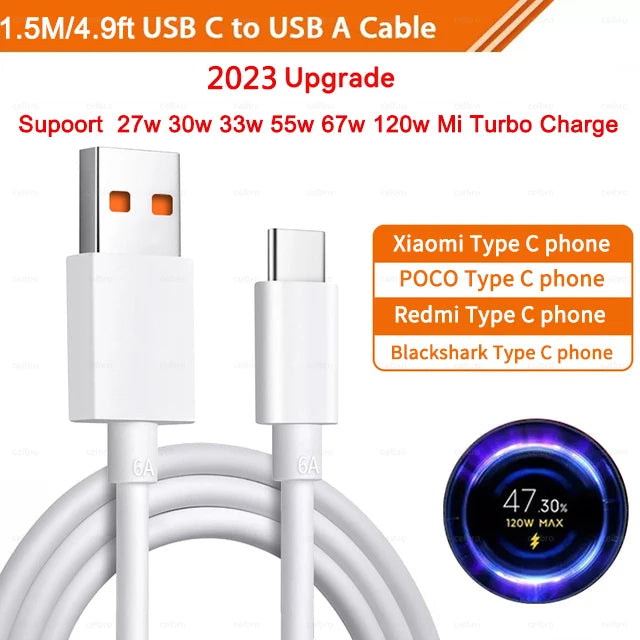 Chargeur de voiture Xiaomi 120W 6A Turbo