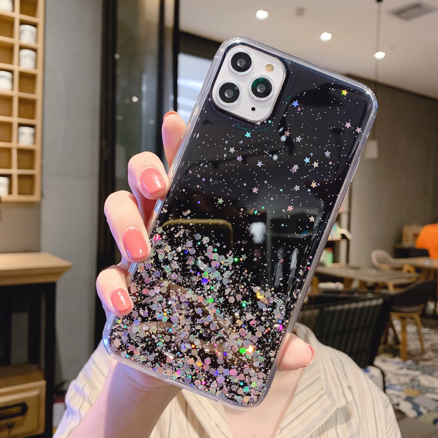 Starry Sky Silver Foil Glitter Epoxy Phone Case - informati