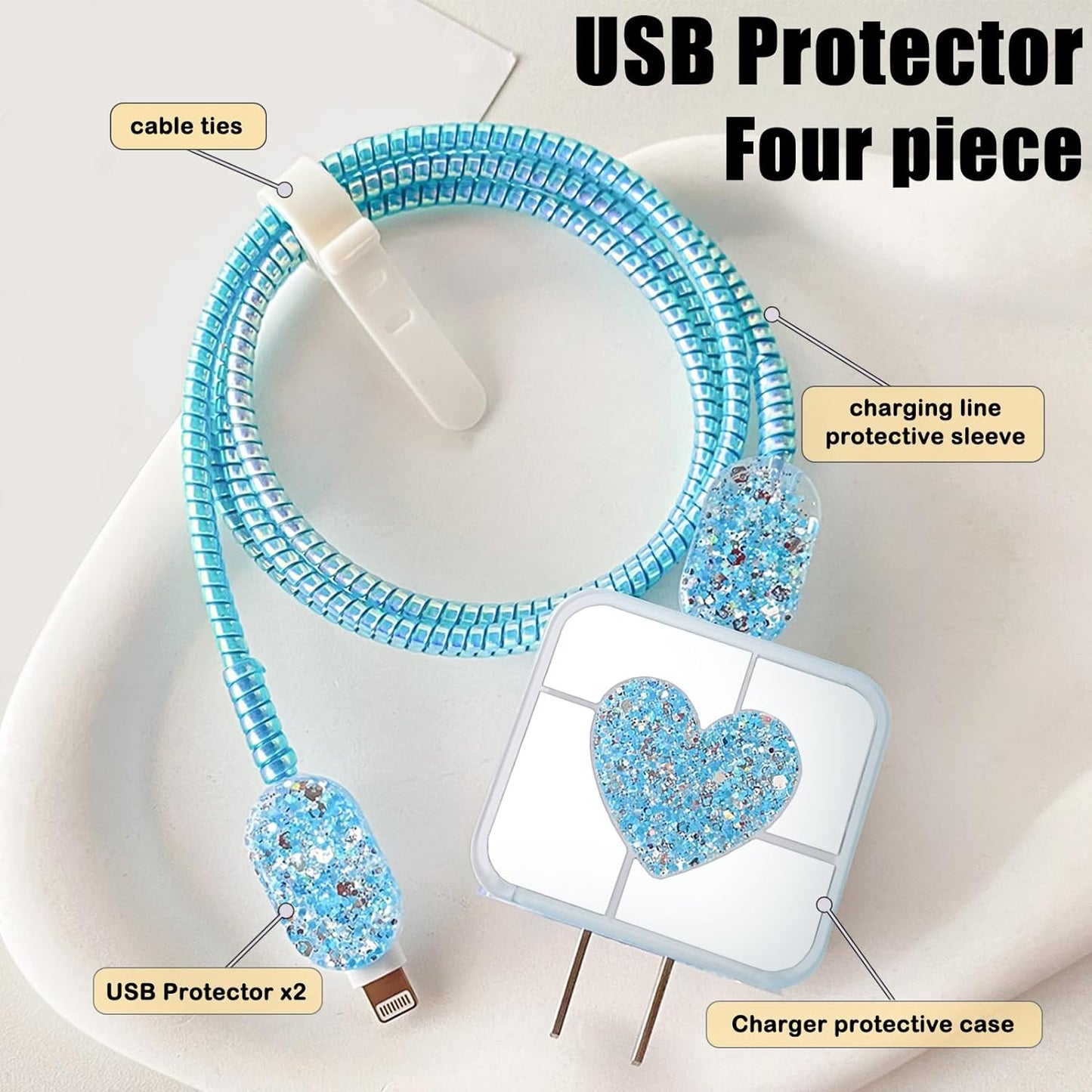 Kit Protecteur de Câble avec Paillettes Brillantes Luxueux pour Chargeur de iPhone - informati