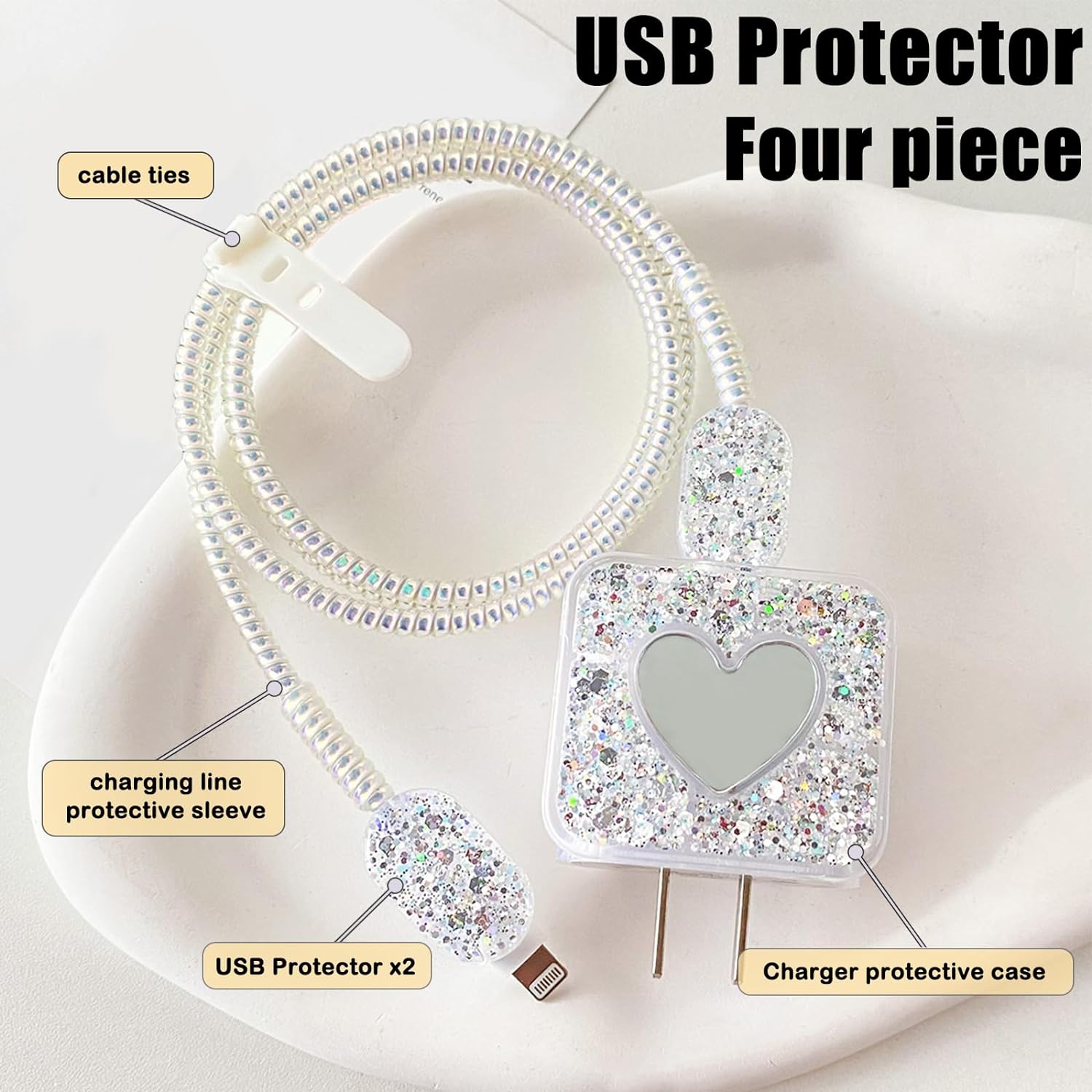 Kit Protecteur de Câble avec Paillettes Brillantes Luxueux pour Chargeur de iPhone - informati