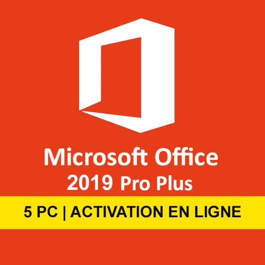 Microsoft Office 2019 Professional Plus 5 PC | Clé d'Activation à vie, et en ligne - informati